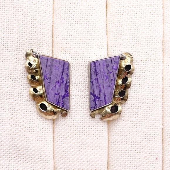 Charoite 925 Sterling Silver Earrings - Picture 8 of 12